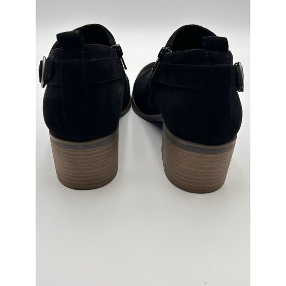 Sonoma Vitalize OrthoLite Faux Suede Zip Ankle Booties Black Buckle Sz 9.5M - Picture 9 of 14